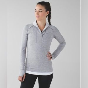 LULULEMON Think Fast Thumbhole Half Zip Pullover Long Sleeve in Heathered Slate